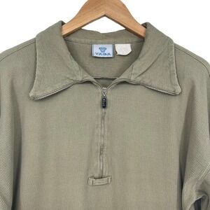 Vintage 90’s Yaga Polo Shirt Ribbed Zip Neck Olive Green‎ Large